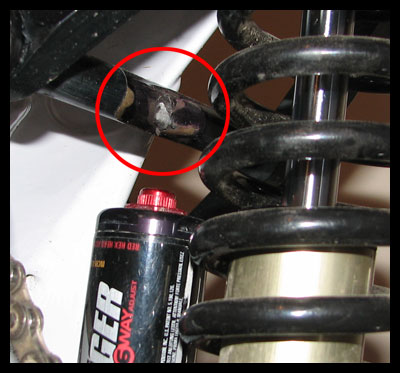 Balfa BB7 shock reservoir hitting swingarm